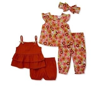 NWT Wonder Nation 5pc Baby Girl Ruffle Outfit 3-6M